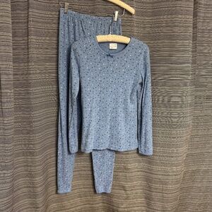 French Dressing PJs TOP/Bottom Blue Cotton Flannel Size Small